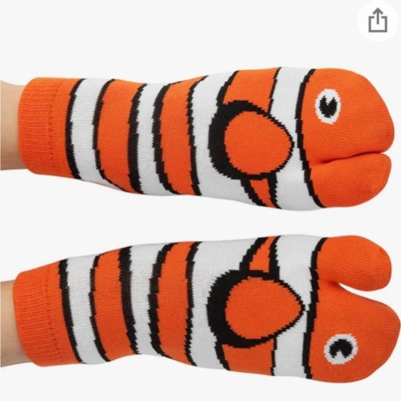 NEW Orange tropical FISH SOCKS Fishy Feet novelty FUNNY fits anyone short Nemo - Picture 1 of 7